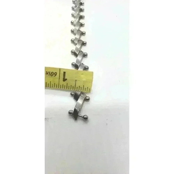 Vintage Bracelet Bar Link Fancy 925 Sterling Silver MCM Mod Brutalist Gift - Picture 9 of 9